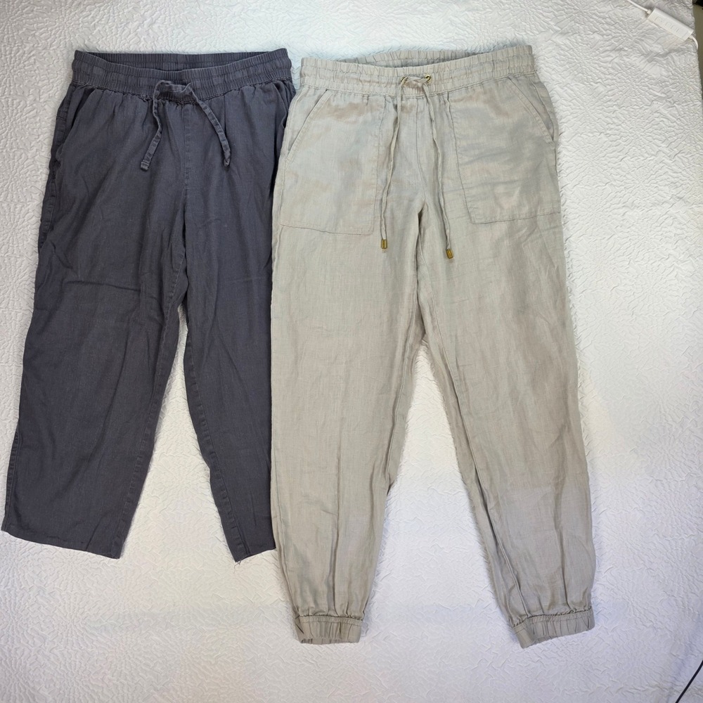 Ellen Tracy 100% Linen & 32 Degrees Cool Linen Blend Pants Bundle Womens Size S - Picture 1 of 11